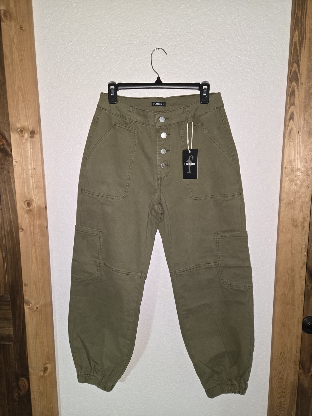 Flamigals Olive Utility Ankle Pants - Women's Cropped Cargo Style Sz Medium - Picture 3 of 10